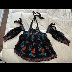 Free People Embroidered off shoulder boho shirt